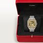 Santos de Cartier Medium 35.1mm Steel Yellow Gold Bezel Diamond-Set Golden Sunray Dial Steel Bracelet Self-Winding Watch