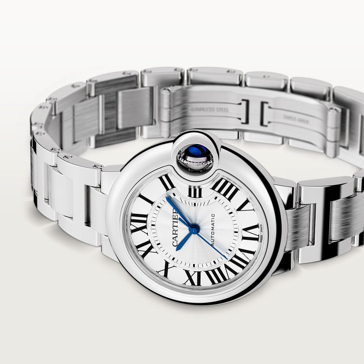 Ballon Bleu 33mm Steel Automatic Silver Guilloché Dial Steel Bracelet Watch