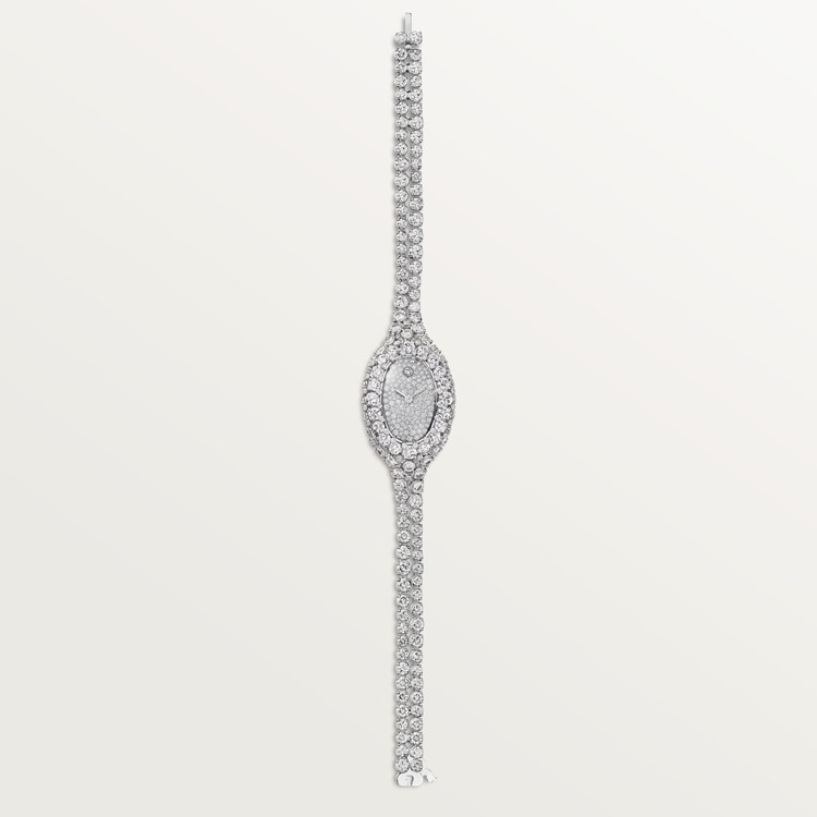 Baignoire Mini 24.8mm x 17.1mm White Gold Diamond Case Diamond Dial Diamond Bracelet Quartz Watch