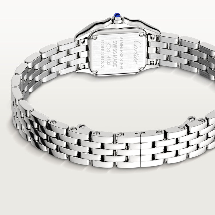 Panthère de Cartier Mini 25mm x 19mm Steel Blue Crown Silver Dial Steel Bracelet Quartz Watch