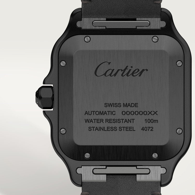 Santos de Cartier Large 39.8mm Steel Black Dial Rubber Strap Self-Winding Watch