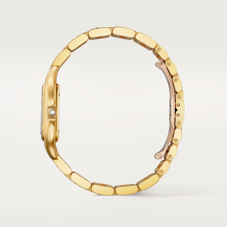 Panthère Medium 36.5mm x 26.7mm Yellow Gold Diamond Bezel Diamond Crown Silvered Dial Yellow Gold Diamond Bracelet Quartz Watch