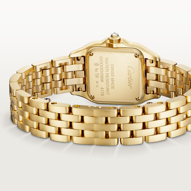 Panthère Small 30.3mm x 22.0mm Yellow Gold Diamond Case Diamond Crown Silvered Dial Yellow Gold Bracelet Quartz Watch