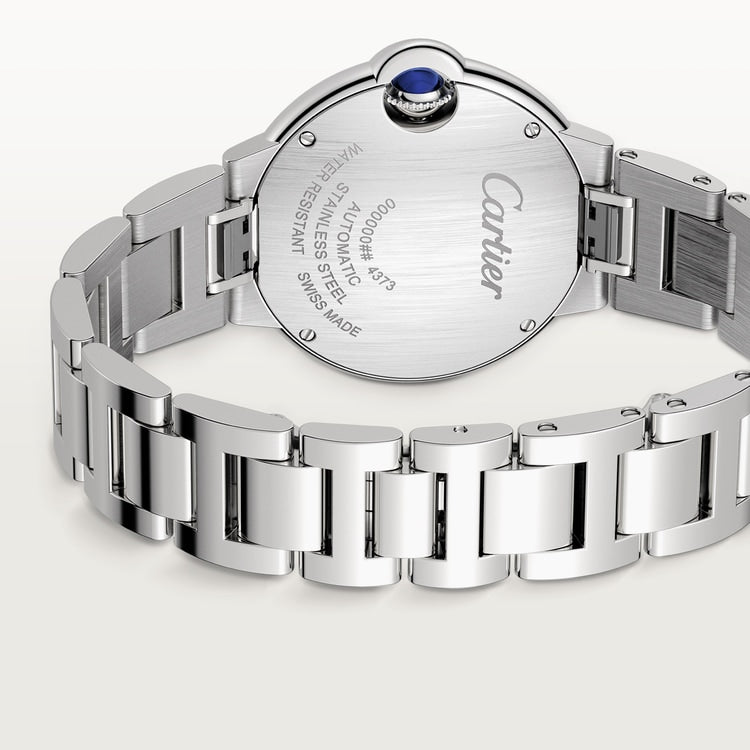 Ballon Bleu 33mm Steel Automatic Diamond Bezel Silver Guilloché Dial Steel Bracelet Watch