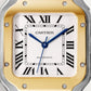 Santos de Cartier Medium 35.1mm Steel Yellow Gold Blue Crown Silvered Opaline Dial Steel Bracelet Automatic Watch