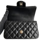 Chanel Flap Bag with Top Handle Black Lambskin Light Gold Hardware