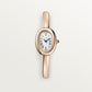 Baignoire Mini 24.6mm x 18.7mm Rose Gold Beaded Crown Sapphire Cabochon Silvered Dial Rose Gold Bracelet Quartz Watch