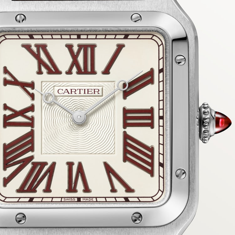 Santos-Dumont Extra-Large 46.6mm x 33.9mm Platinum Red Jasper Dial Brown Alligator Strap Self-Winding Watch