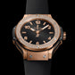 Big Bang Original 38 mm 18K 5N Gold Diamond Black Dial Rubber Strap Watch