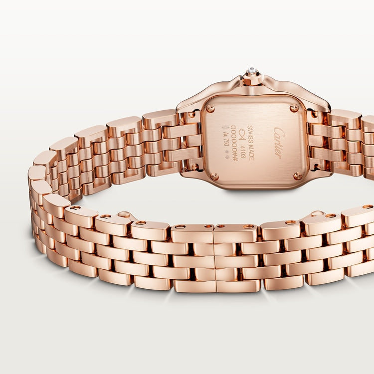 Panthère Mini 25.1mm x 18.5mm Rose Gold Diamond Case Diamond Crown Silver Dial Rose Gold Bracelet Quartz Watch