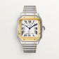 Santos de Cartier Medium 35.1mm Steel Yellow Gold Blue Crown Silvered Opaline Dial Steel Bracelet Automatic Watch