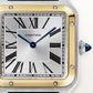 Santos-Dumont Large 43.5mm x 31.4mm Steel Yellow Gold Silvered Satin-Finish Dial Anthracite Gray Alligator Strap Self-Winding Watch