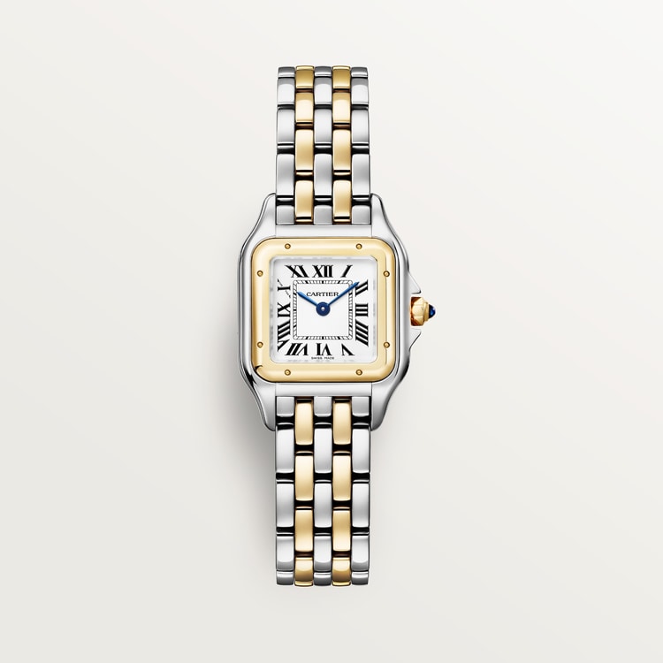 Panthère de Cartier Small 23mm x 30mm Steel Yellow Gold Blue Crown Silver Dial Steel Yellow Gold Bracelet Quartz Watch