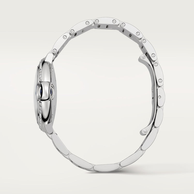 Ballon Bleu 33mm Steel Automatic Diamond Bezel Silver Guilloché Dial Steel Bracelet Watch