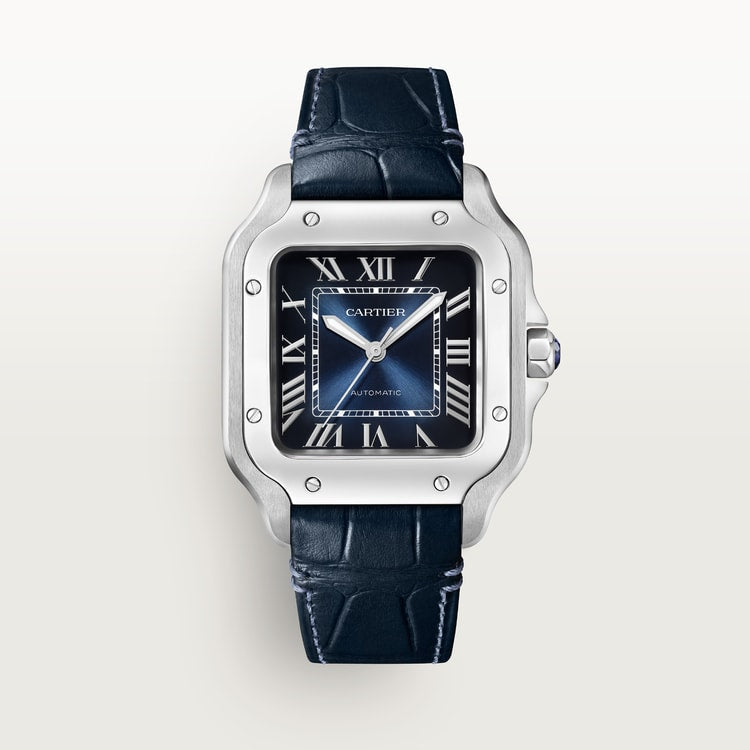 Santos de Cartier Medium 35.1mm Steel Blue Dial Steel Bracelet Self-Winding Watch