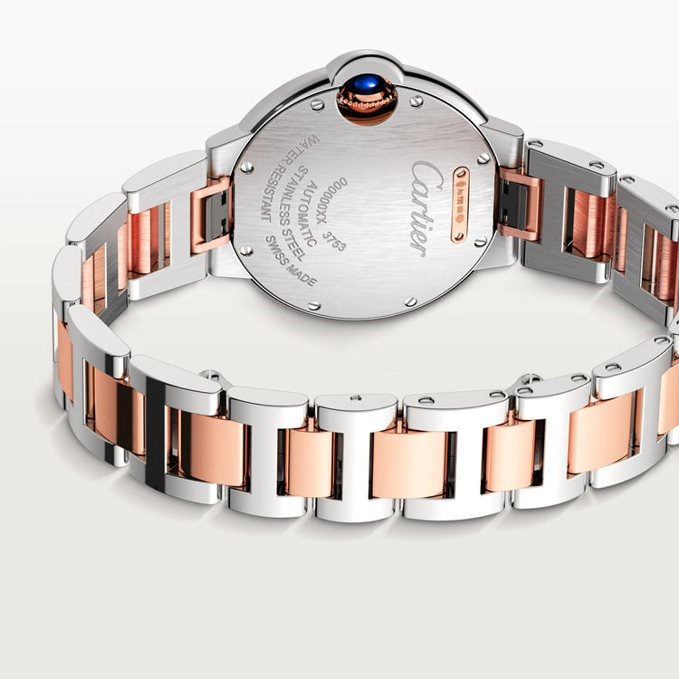 Ballon Bleu 33mm Steel Rose Gold Automatic Diamond Guilloché Dial Two-Tone Bracelet Watch