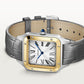 Santos-Dumont Extra-Large 46.6mm x 33.9mm Steel Yellow Gold Silvered Satin-Finish Dial Anthracite Gray Alligator Strap Self-Winding Watch