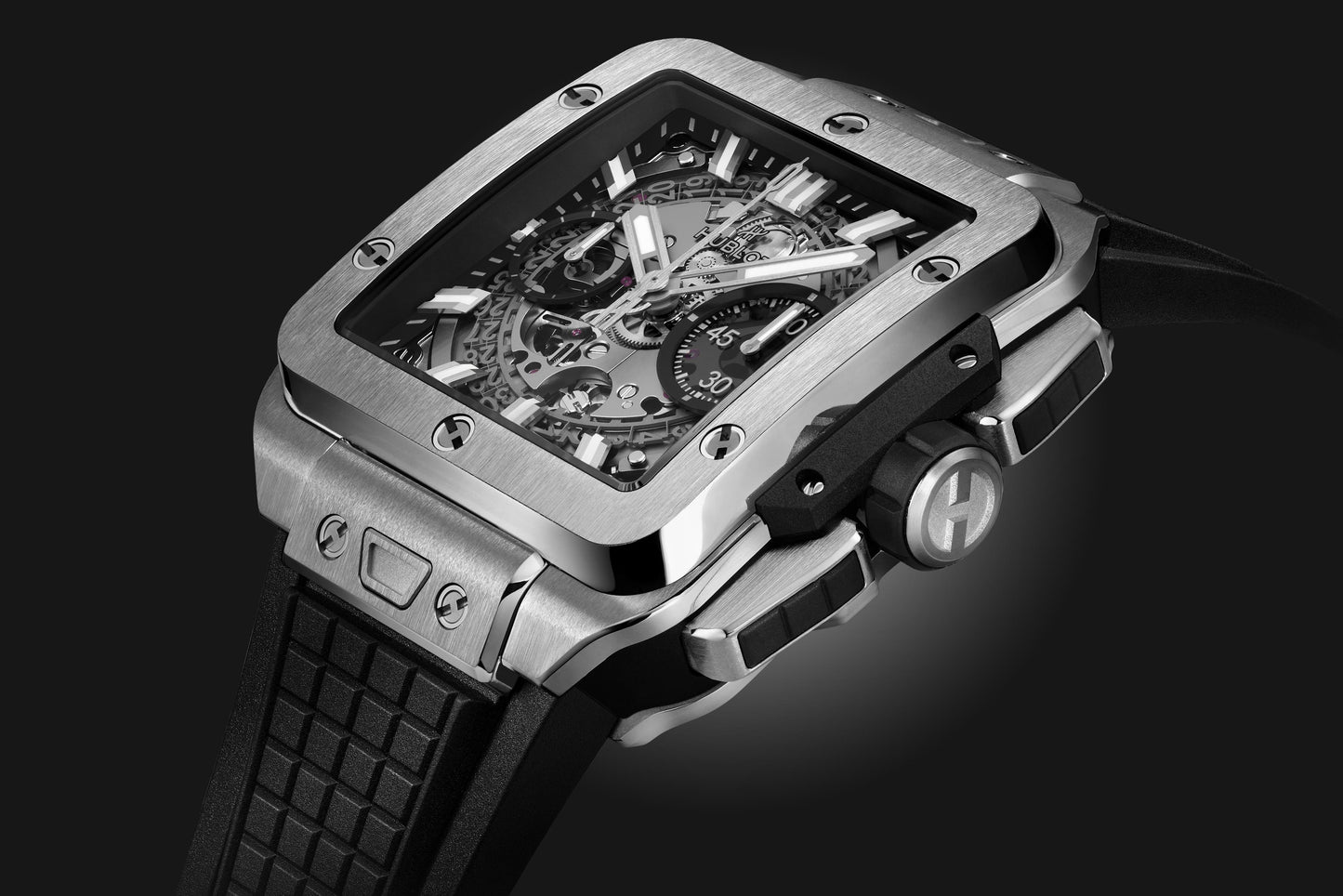 Square Bang Unico Titanium 42 mm Black Rubber Strap Watch