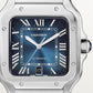 Santos Large 39.8mm Steel Blue Crown Graduated Blue Dial Steel Bracelet Automatic Watch