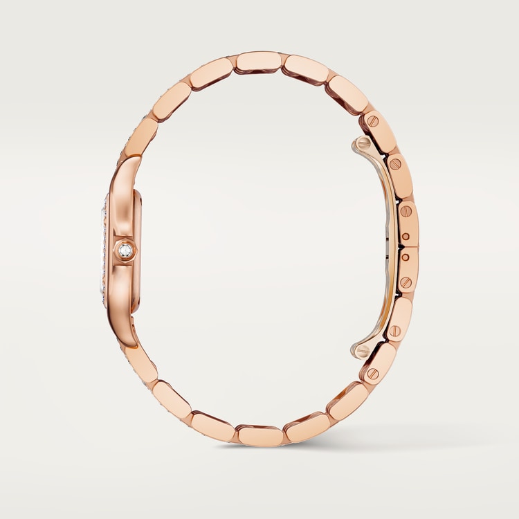 Panthère de Cartier Small 30.3mm x 22mm Rose Gold Diamond Bezel Diamond Crown Silvered Dial Rose Gold Diamond Bracelet Quartz Watch