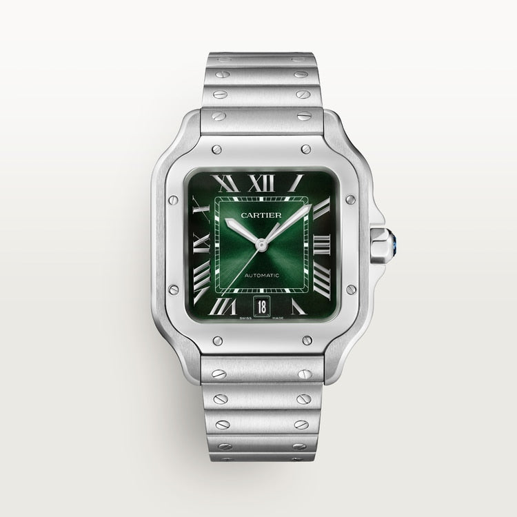 Santos de Cartier Large 39.8mm Steel Green Dial Steel Bracelet Self-Winding Watch