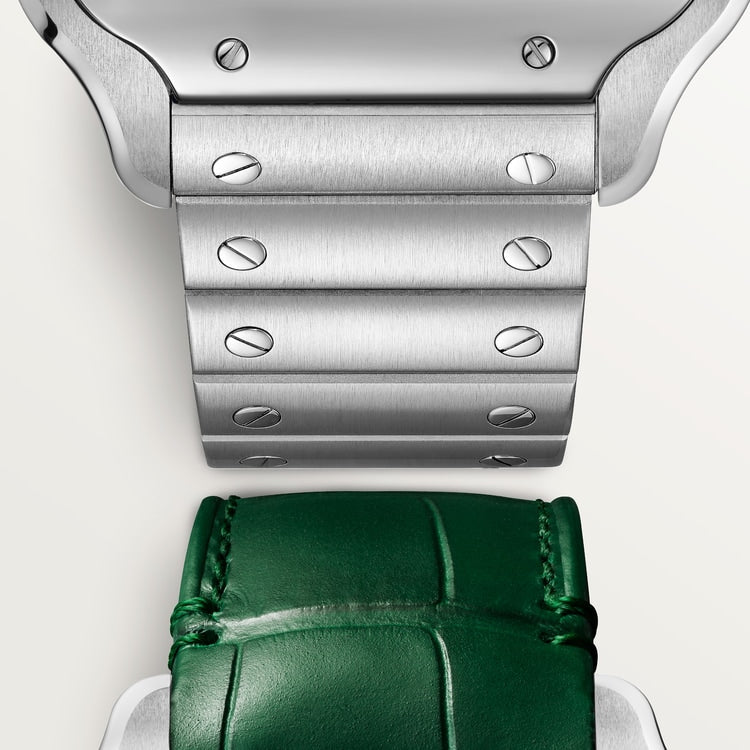 Santos de Cartier Skeleton Large 39.8mm Steel Green Jasper Crown Skeleton Dial Steel Bracelet Manual-Winding Watch