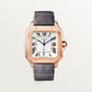 Santos de Cartier Large 39.8mm Rose Gold Blue Crown Opaline Silver Dial Alligator Strap Self-Winding Watch