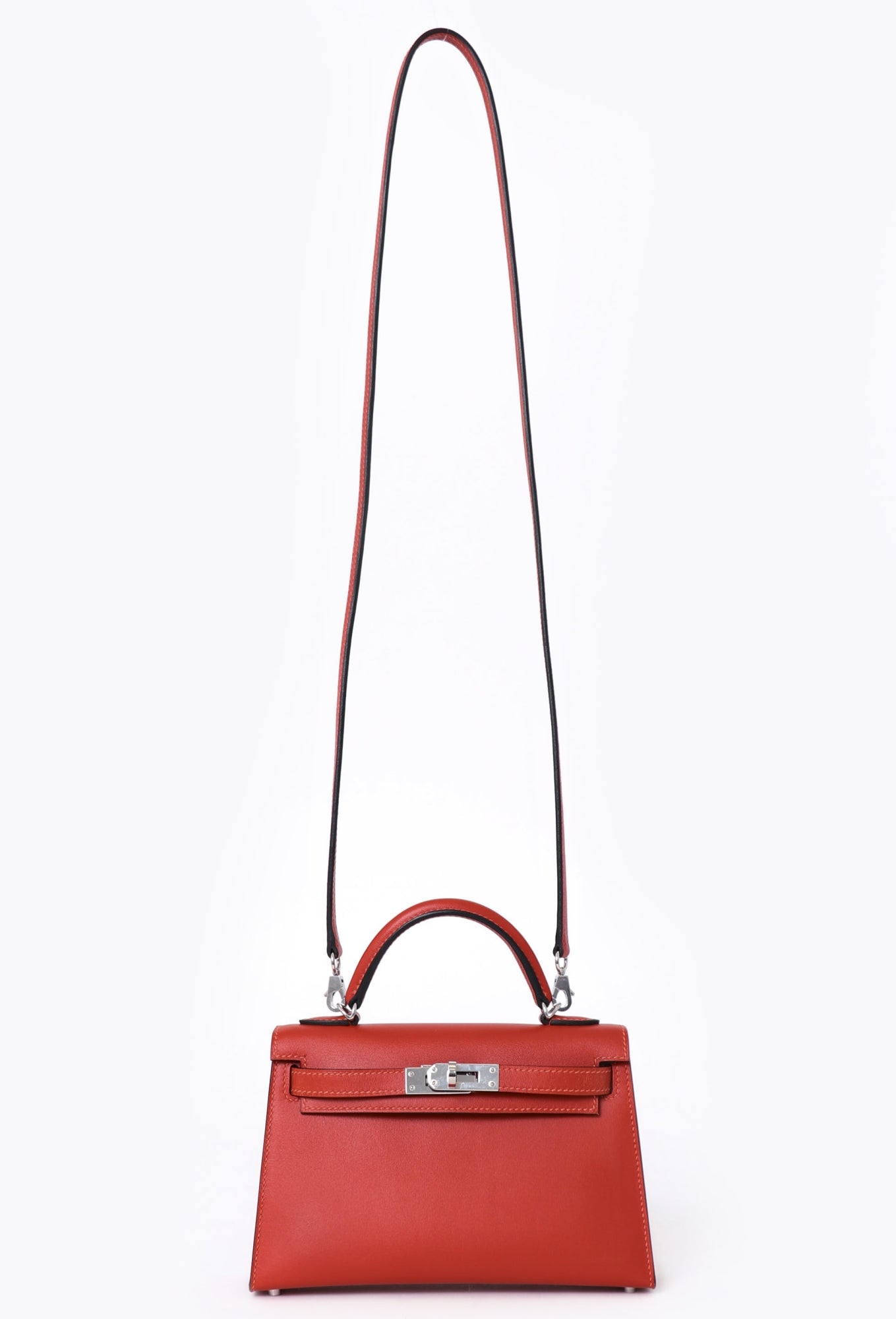 Red Swift Mini Kelly II Sellier Sliver Hardware  01