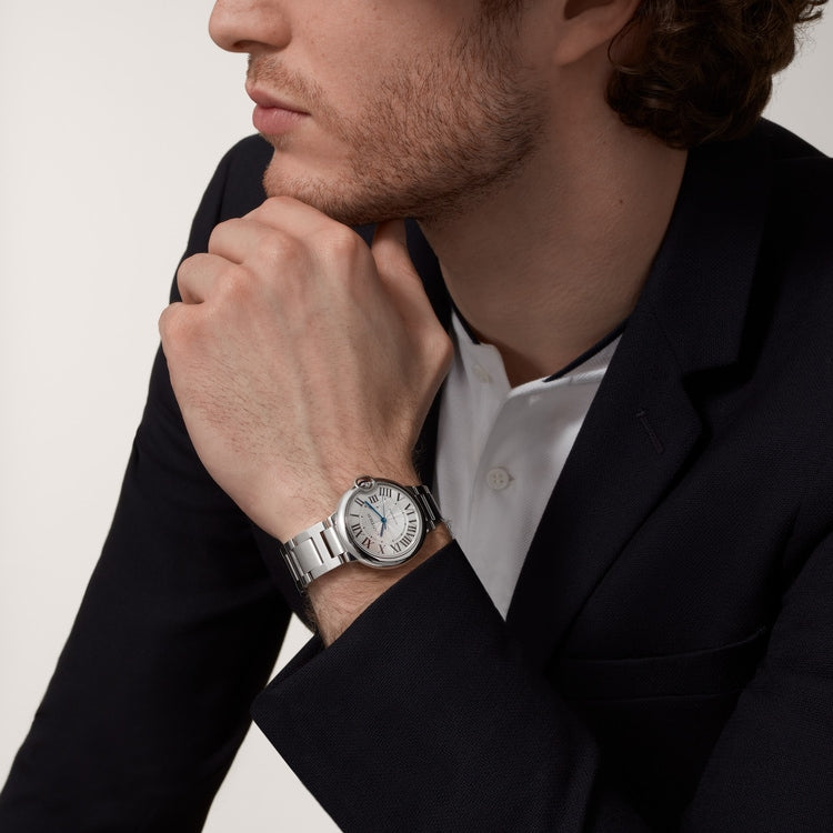 Ballon Bleu 36mm Steel Automatic Silver Guilloché Dial Steel Bracelet Watch