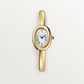 Baignoire Mini 24.6mm x 18.7mm Yellow Gold Beaded Crown Sapphire Cabochon Silvered Dial Yellow Gold Bracelet Quartz Watch