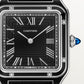 Santos-Dumont Large 43.5mm x 31.4mm Steel Blue Crown Black Lacquer Dial Alligator Leather Strap Manual Watch