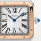 Santos-Dumont Large 43.5mm x 31.4mm Rose Gold Steel Blue Crown Silver Sunray Dial Alligator Leather Strap Quartz Watch
