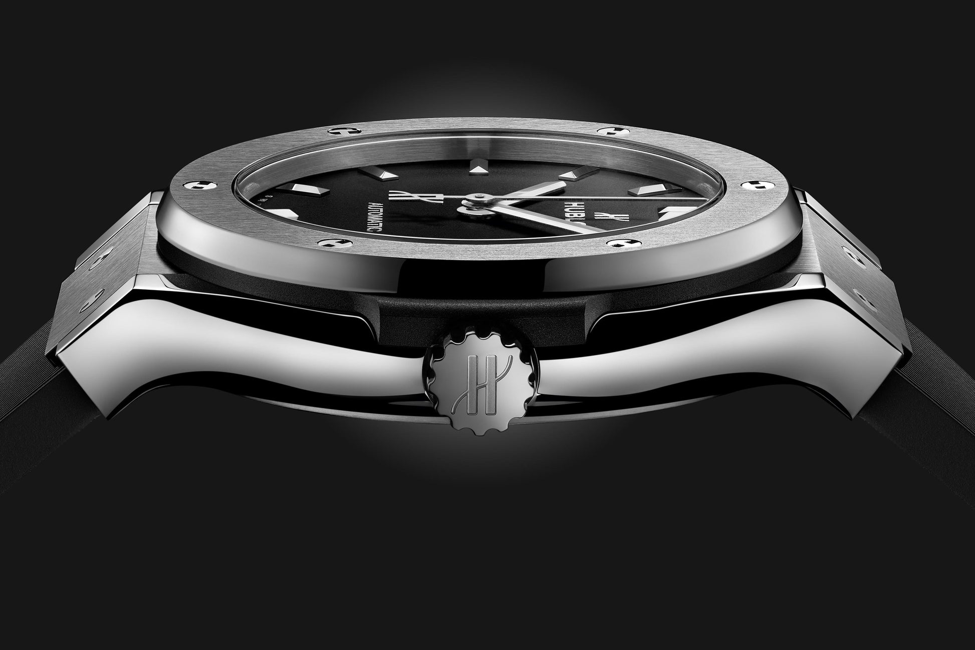 Classic Fusion Titanium Black Dial Rubber Strap Watch