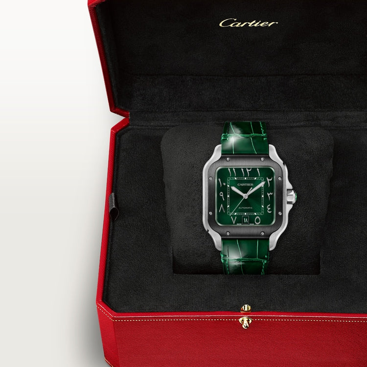 Santos de Cartier Large 39.8mm Steel Green Crown Green Dial Steel Bracelet Self-Winding Watch