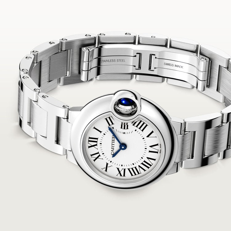 Ballon Bleu 28mm Steel Automatic Silvered Opaline Dial Steel Bracelet Watch
