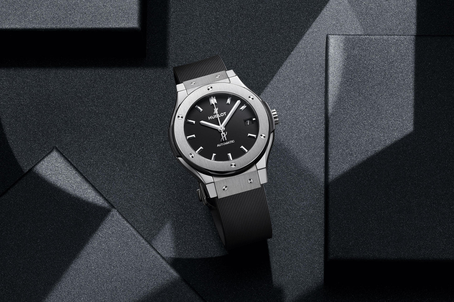 Classic Fusion Titanium Black Dial Rubber Strap Watch