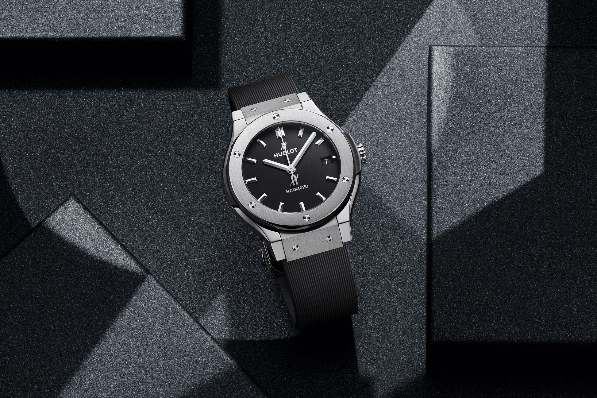 Classic Fusion Titanium Black Dial Rubber Strap Watch