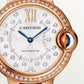 Ballon Bleu 33mm Rose Gold Diamond Case Silver Guilloché Dial Alligator Strap Automatic Watch