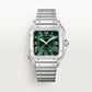 Santos de Cartier Medium 35.1mm Steel Blue Crown Green Dial Steel Bracelet Self-Winding Watch