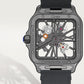Santos de Cartier Large 39.7mm Steel Blue Crown Skeleton Dial Alligator Strap Manual-Winding Watch