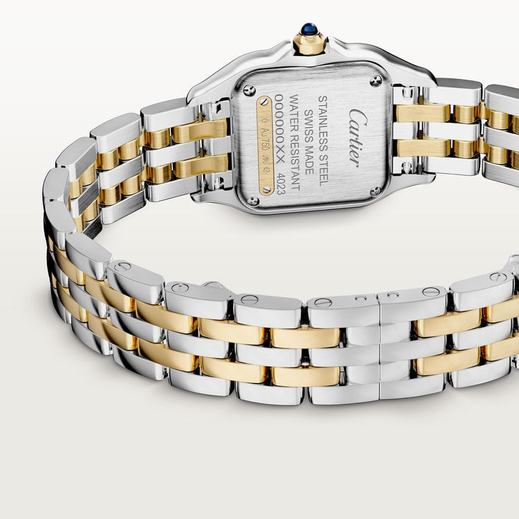 Panthère de Cartier Small 23mm x 30mm Steel Yellow Gold Blue Crown Silver Dial Steel Yellow Gold Bracelet Quartz Watch