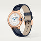 Ballon Bleu 33mm Rose Gold Diamond Dial Blue Alligator Strap Automatic Watch