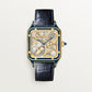 Santos-Dumont Skeleton Large 31mm Yellow Gold Blue Crown Skeleton Dial Blue Alligator Strap Self-Winding Watch