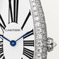 Baignoire Allongée Medium 47mm x 21mm White Gold Diamond Beaded Crown Silvered Dial Gray Alligator Strap Watch