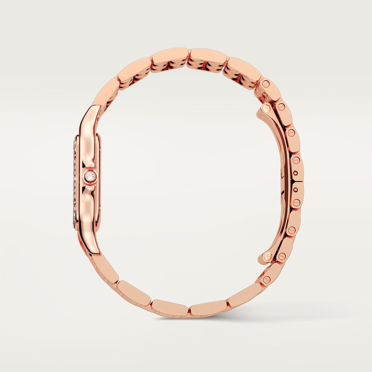 Panthère Medium 36.5mm x 26.7mm Rose Gold Diamond Crown Silver Dial Rose Gold Bracelet Quartz Watch