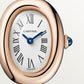 Baignoire Mini 24.6mm x 18.7mm Rose Gold Beaded Crown Sapphire Cabochon Silvered Dial Rose Gold Bracelet Quartz Watch