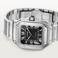 Santos de Cartier Large 39.8mm Steel Blue Crown Black Dial Steel Bracelet Self-Winding Watch
