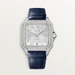 Santos de Cartier Large 47.5mm White Gold Diamond Bezel Silvered Sunray Dial Alligator Strap Self-Winding Watch