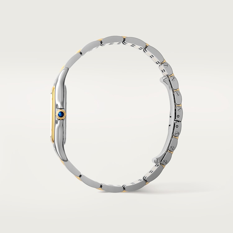 Panthère Large 42.0mm x 31.0mm Yellow Gold Steel Blue Spinel Crown Silver Dial Yellow Gold Steel Bracelet Quartz Watch