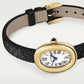 Baignoire Mini 24.6mm x 18.7mm Yellow Gold Beaded Crown Sapphire Cabochon Silvered Dial Black Patent Leather Strap Quartz Watch
